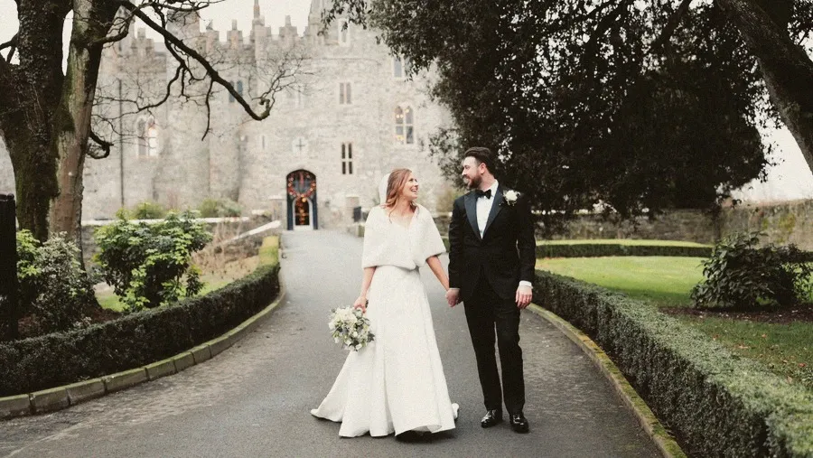 Couple at an Irish castle wedding venue